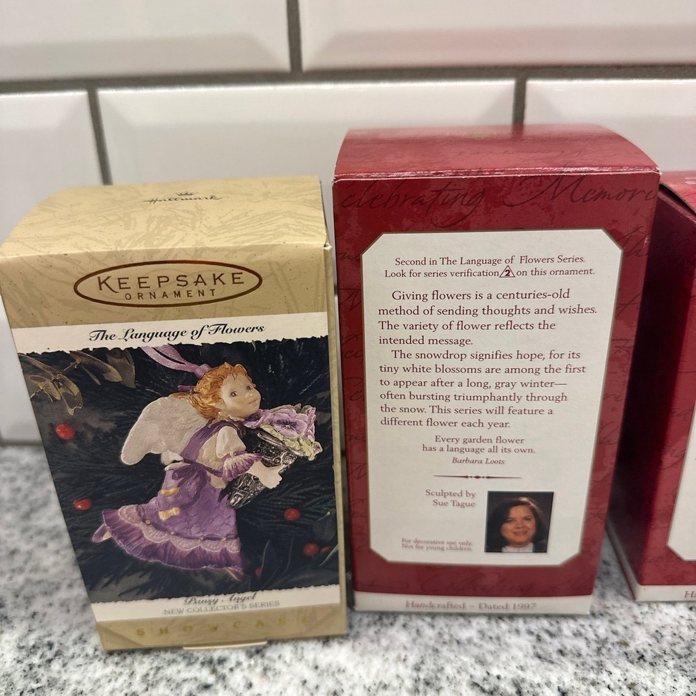 Hallmark Language of Flowers Angel Ornaments Multicolor Floral Set of 4 - Picture 9 of 10